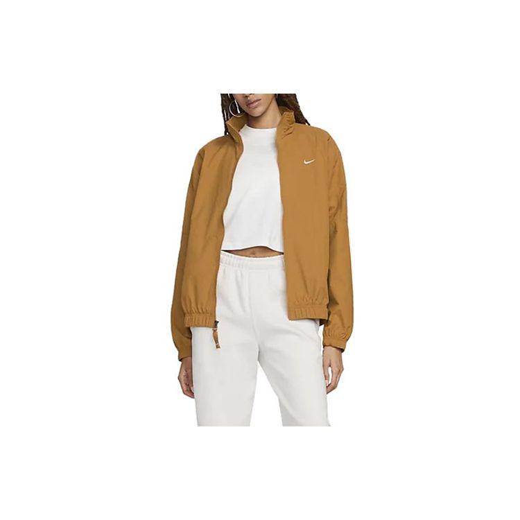 Nike Sportswear Solo Swoosh Solid Logo Zip Collar Long Sleeve Jacket Unisex Jacket Desert-Ochre DQ5200-754