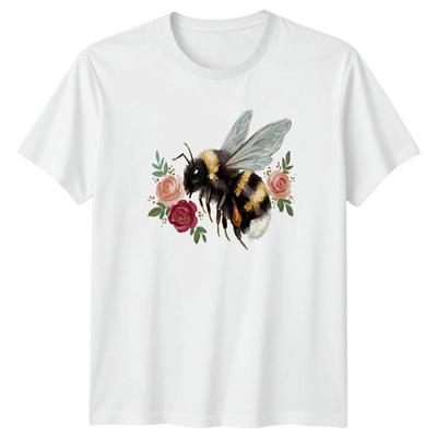 Bumble Bee Floral T-Shirt Womens Garden Nature Gift For Her