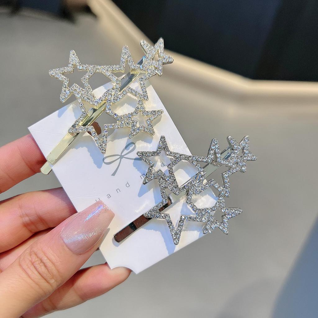 Forest Style Rhinestone Star Hair Clip - Celebrity-Inspired Hair Accessory for Women
