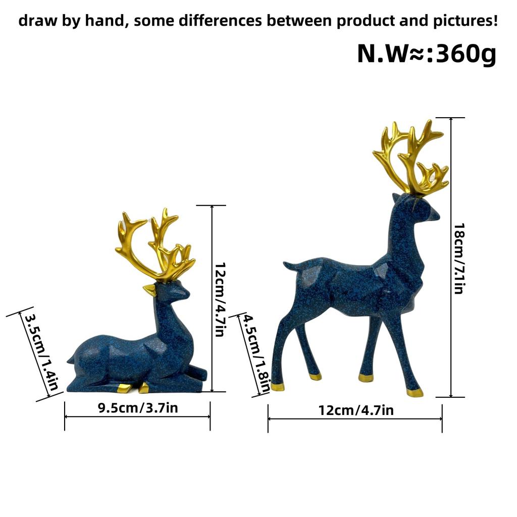 Kunstharzhandwerk Wassertransferdruck Bunte Hirschornamente Kreatives Paar Hochzeitsgeschenk Heim Wohnzimmer Weinschrank Dekoration