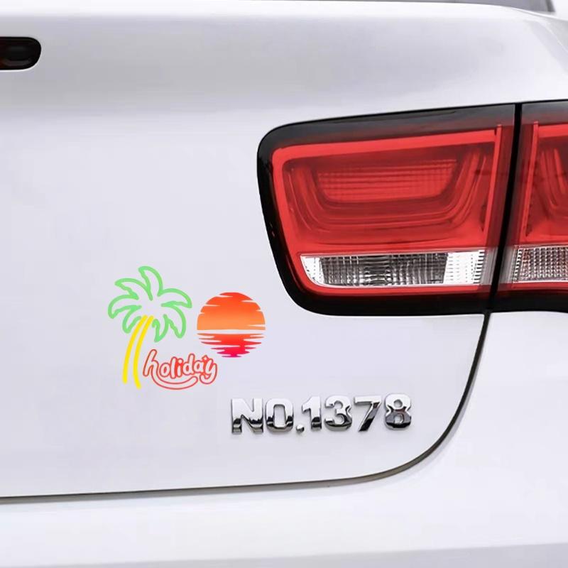 1 holiday logo car sticker, designed with vacation as the design concept, suitable for all car decoration accessories