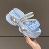 Fashion Platform Bling Sandals Women Summer Breathable Wedges High Heels Ladies String Bead Beach Slippers Chunky Shoes Sandalias Mujer