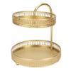 4pcs Gold 2 Tier Fruit Tray Metal 2 Tier Fruit Bowl Fruit Stand Organizer  For Party Event
