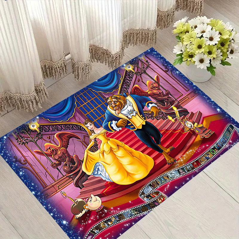1pc Beauty and the Beast Carpet Area Rug, Bedroom, and Playroom Durable, Stain-Resistant, and Easy To Clean, Living Room