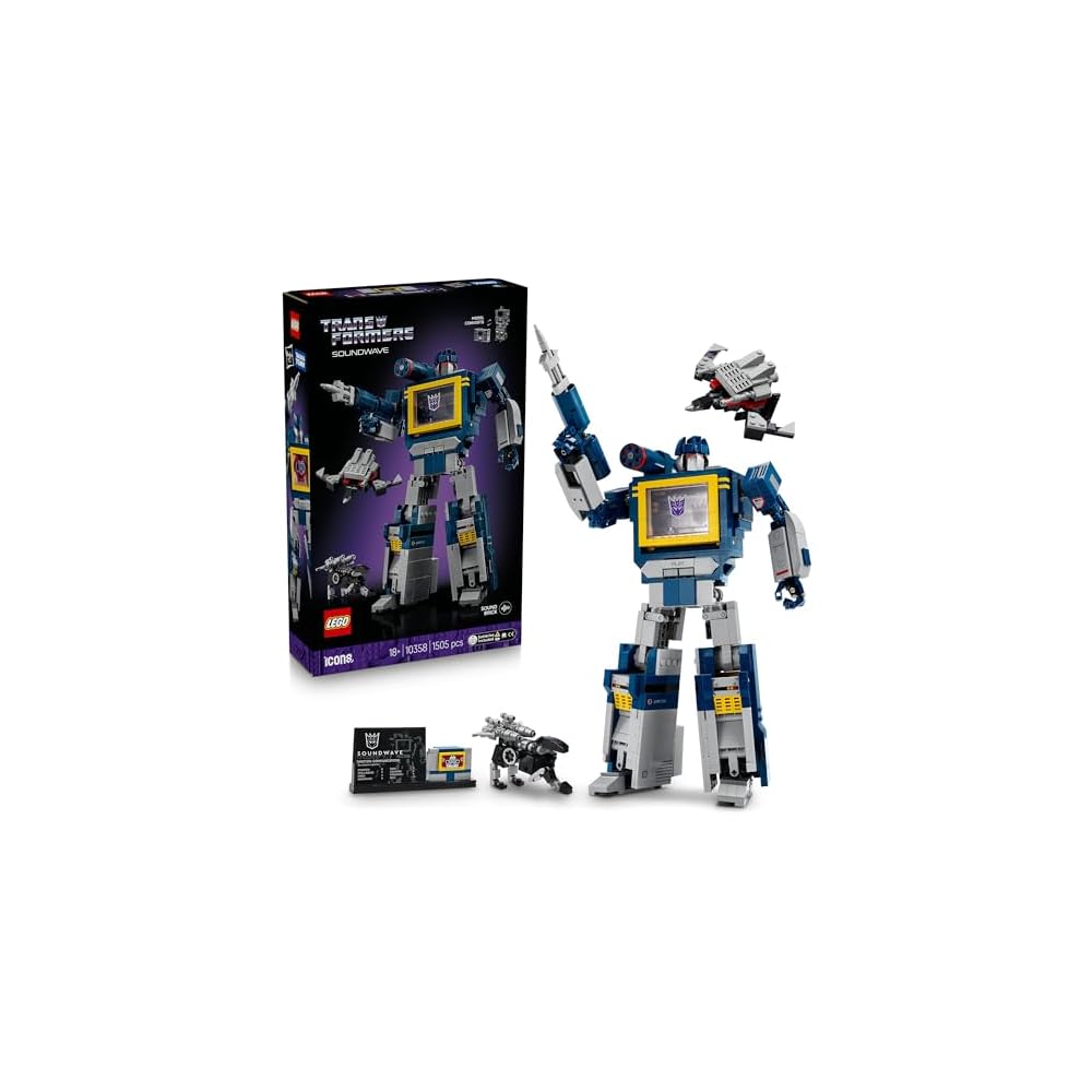 LEGO Icons Transformer Soundwave Toy Building Blocks 10358 for Kids and Adults