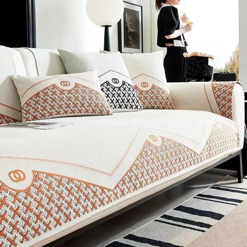 Verdickter Pastoralstoff Sofabezug Rutschfester Überwurf Druck Sitz Sofa Handtuch Staubschutz Handtuch Sofas für Wohnzimmer