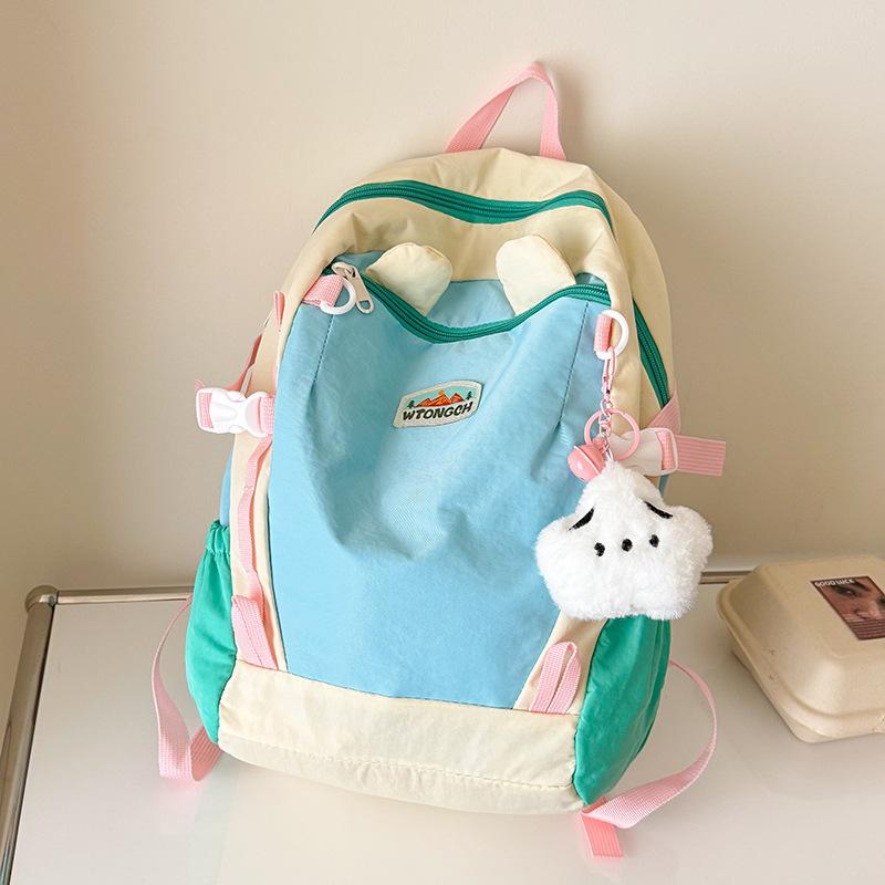 Korean Contrasting Color Children's Backpack New Outdoor Small Fresh Cartoon Dopamine Kindergarten Schoolbag Backpack