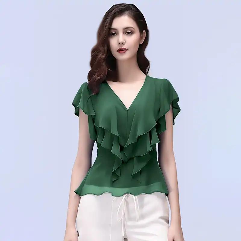 women s summer short-sleeve tops T-shirt XL зелёный
