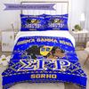 3pcs Sigma SGR Gamma Rho Pattern Bedding Set Duvet Cover Set Includes Duvet Cover &pillowcases, Perfect All Season Bedroom Decoration & Gift