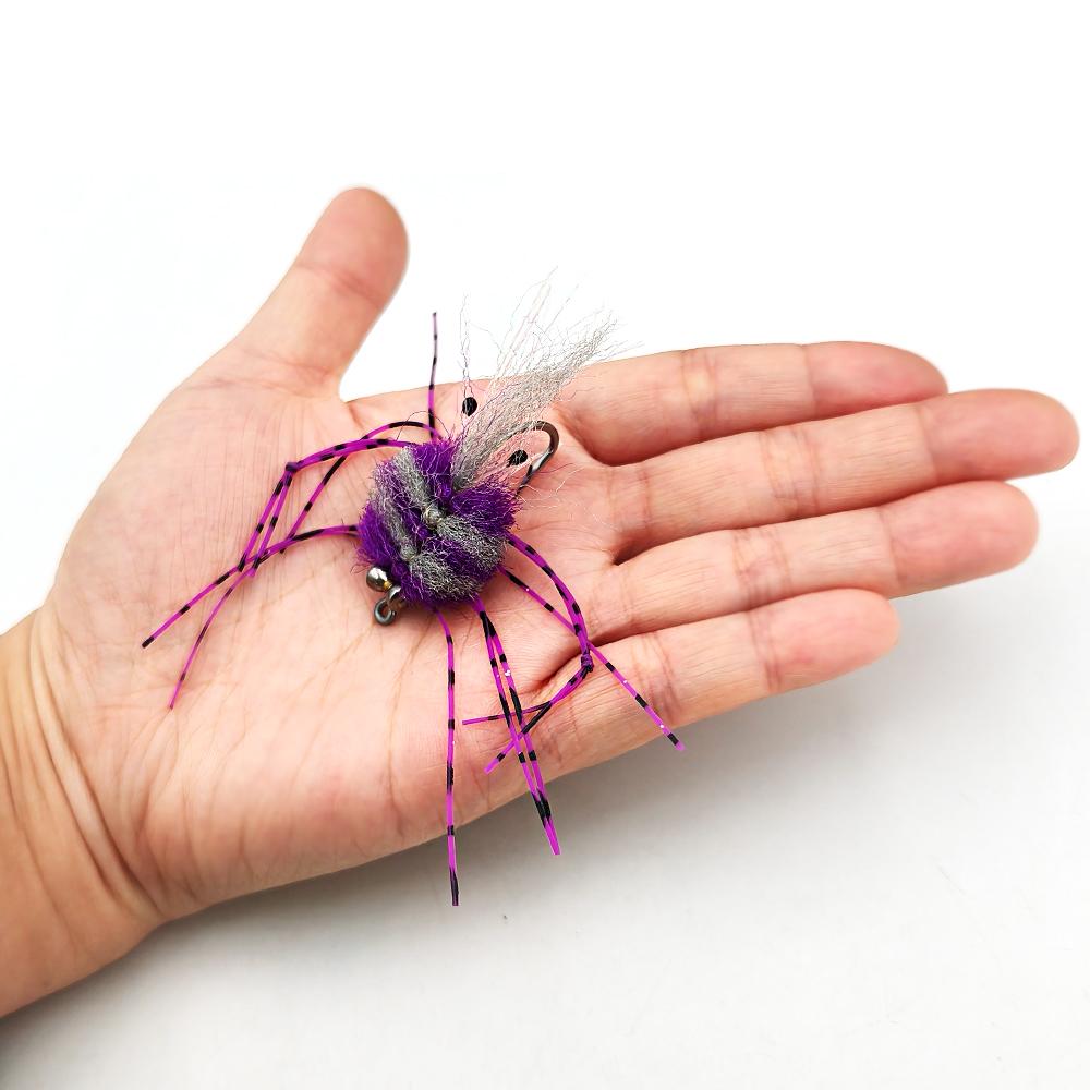 1PC/2PCS Weighted Saltwater Fishing Lure EP Crab Fly for Redfish, Striped Bass, Trout, Snook - Tungsten Eyes, UV Resin