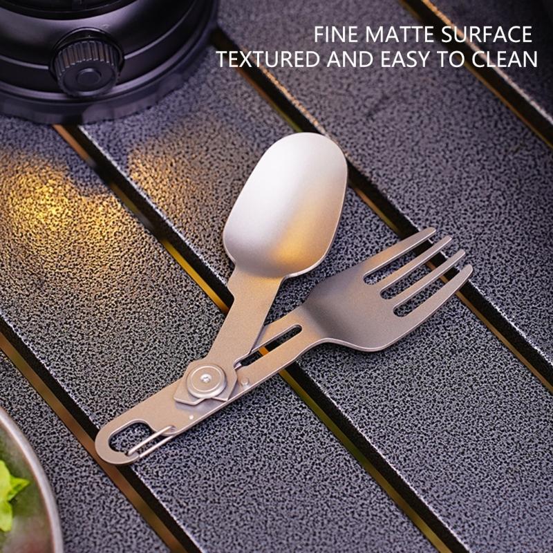 Double Head Titaniums Camping utensils Foldables Spoon Fork for Outdoor Adventures Backpacking Lightweight Terse Gear
