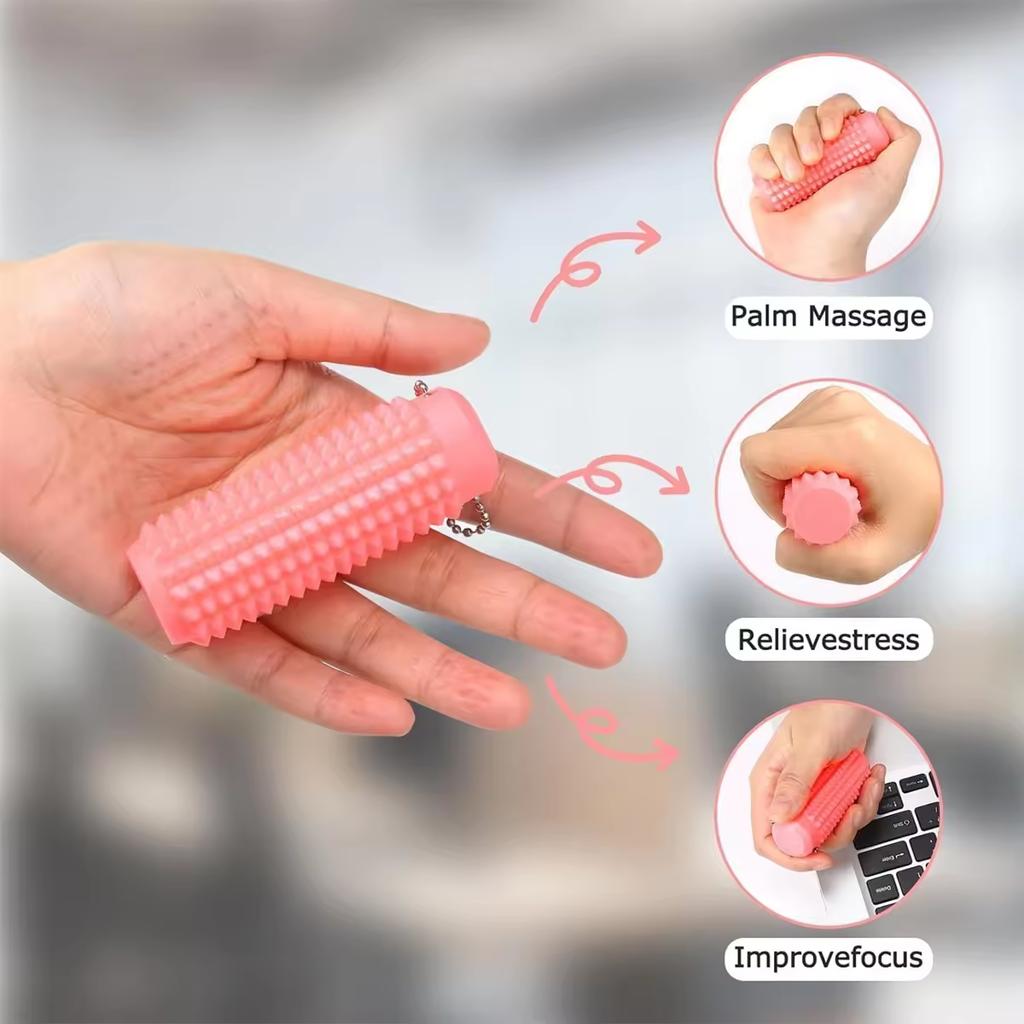 Pain Stim Fidget Toys Reduce Stress Relief Roller For Adults Spiky Fidget Keychain For Anti-Anxiety Sensory Toys Novelty Gifts