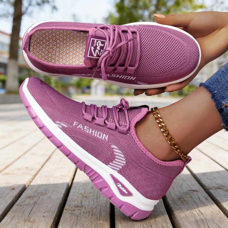 Women's shoes spring breathable sneakers women's fashion versatile fly-woven shoes soft soles not tired feet single shoes comfortable mesh shoes