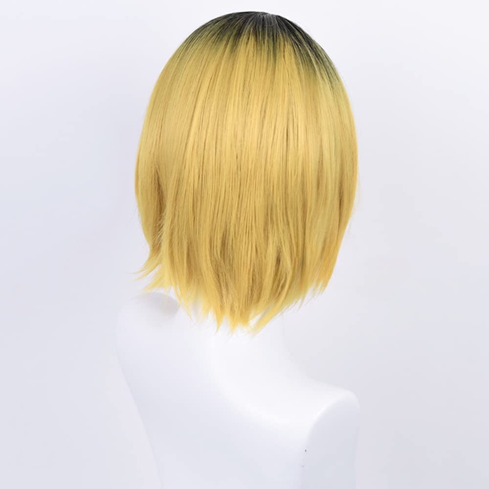 Cosplay Full Cosplay Halloween Includes Net and Yellow Polished Wig, Wig, Short, Heat-Resistant, Wig, Event, Costume, Comb, (Kozume Short)