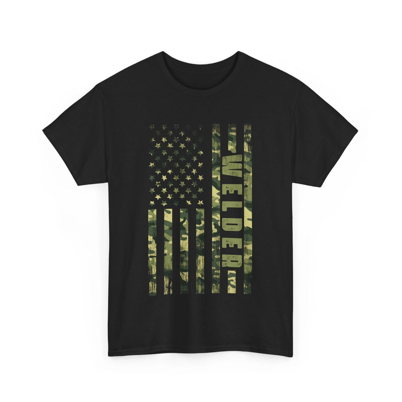 Welding Shirt, Welder American Flag Camo Shirt, Welding Lovers T-shirt S
