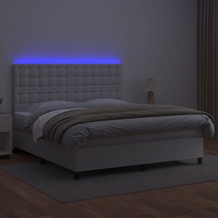 Maison Exclusive - Bed Slatted Base with Mattress and LED White 180x200 Cm