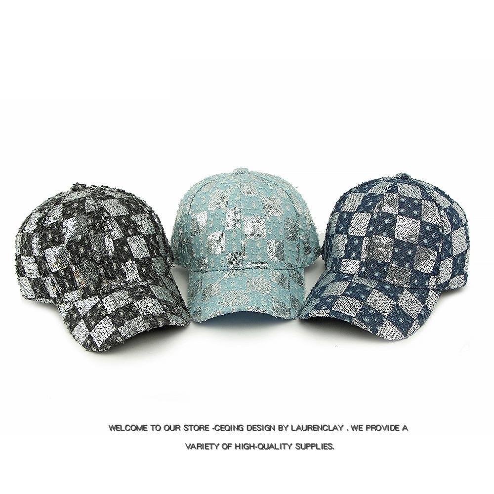 Women's Sequin Baseball Cap Men Denim Cap Outdoor Sun Protection Sun Hat