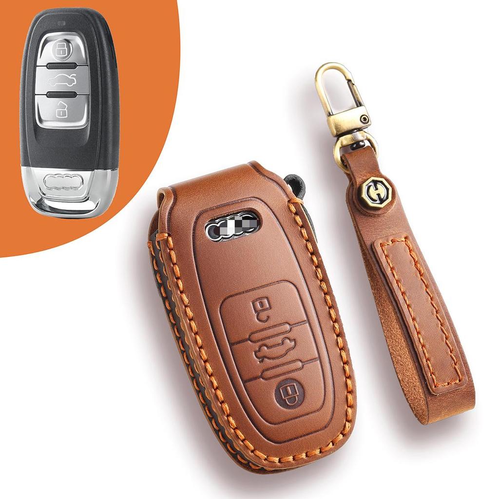 Suitable For2017 Model A4A5A6A7A8/TT Q3Q5Q7 Handmade Cowhide High-End Car Key Cover Christmas Gift