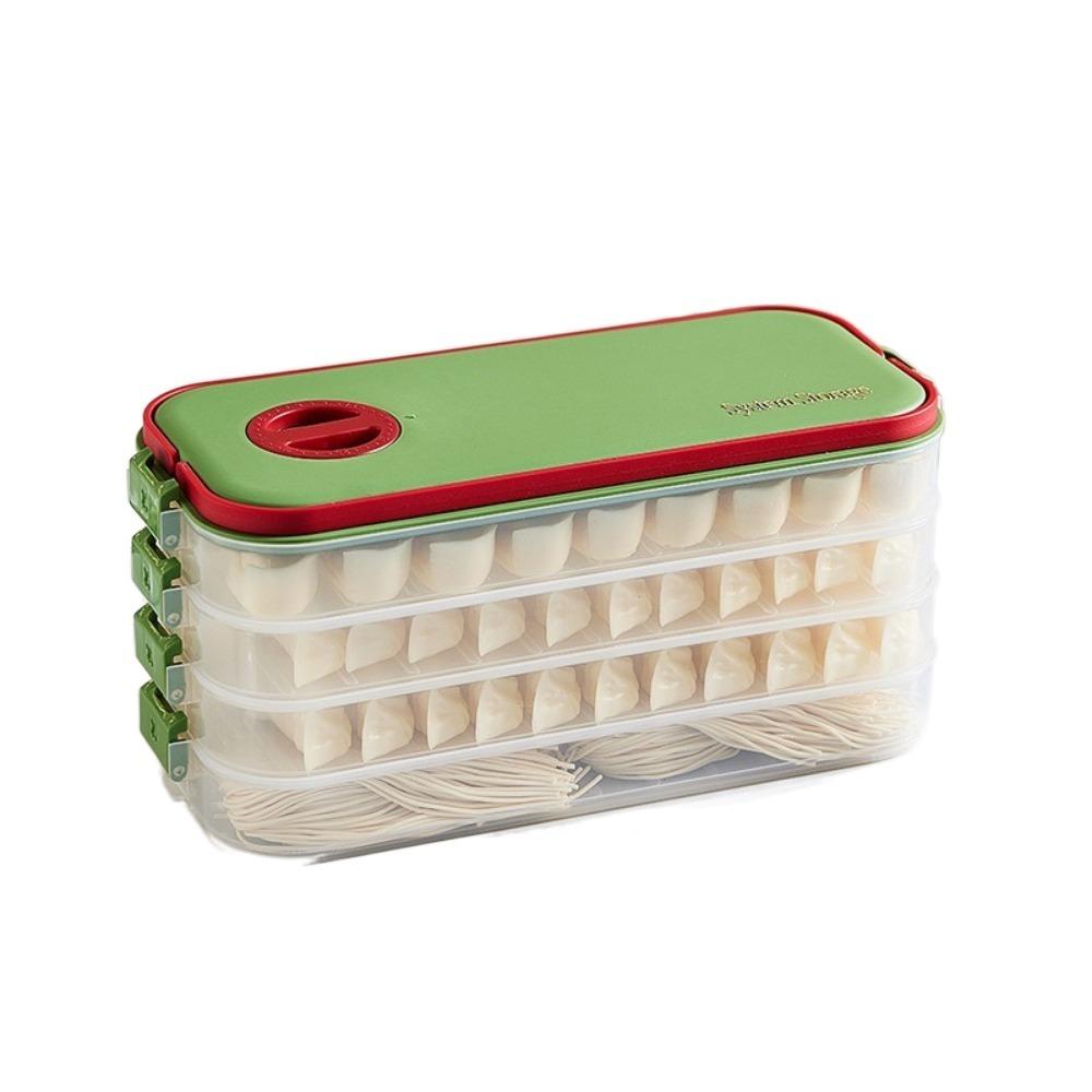 Plastic Dumpling Box Multi-Layer Transparent Food Egg Frozen Box Sealed Large Capacity Wonton Fresh-Keeping Organizer for Home