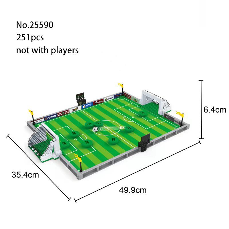 Fußballfeld Bausteine DIY Tischfußballbrett Bausteine Lernspielzeug Geschenk für Kinder Berühmte Fußballstars