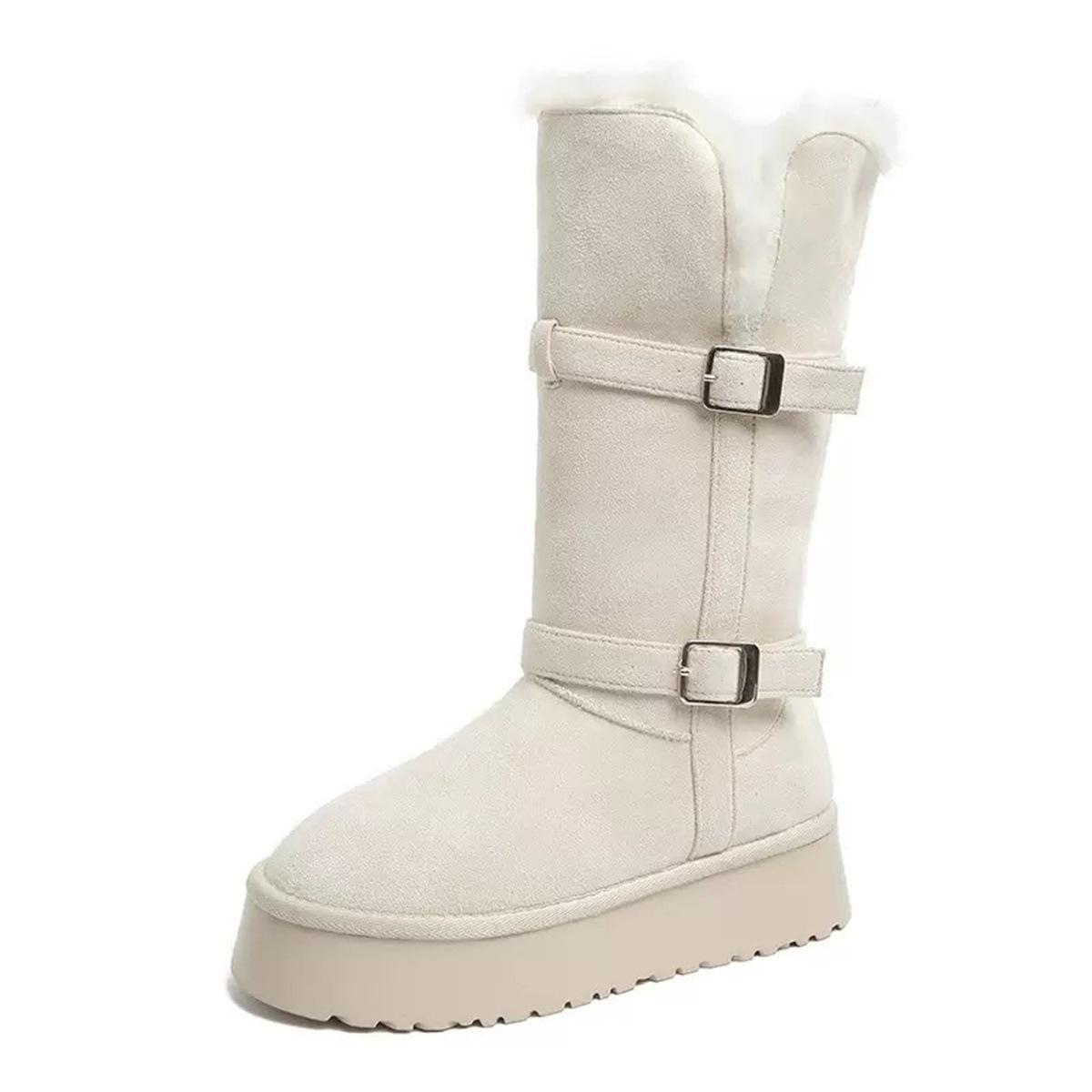 Northeast thick-soled white snow boots winter velvet warm great-looking long boots cotton boots 35