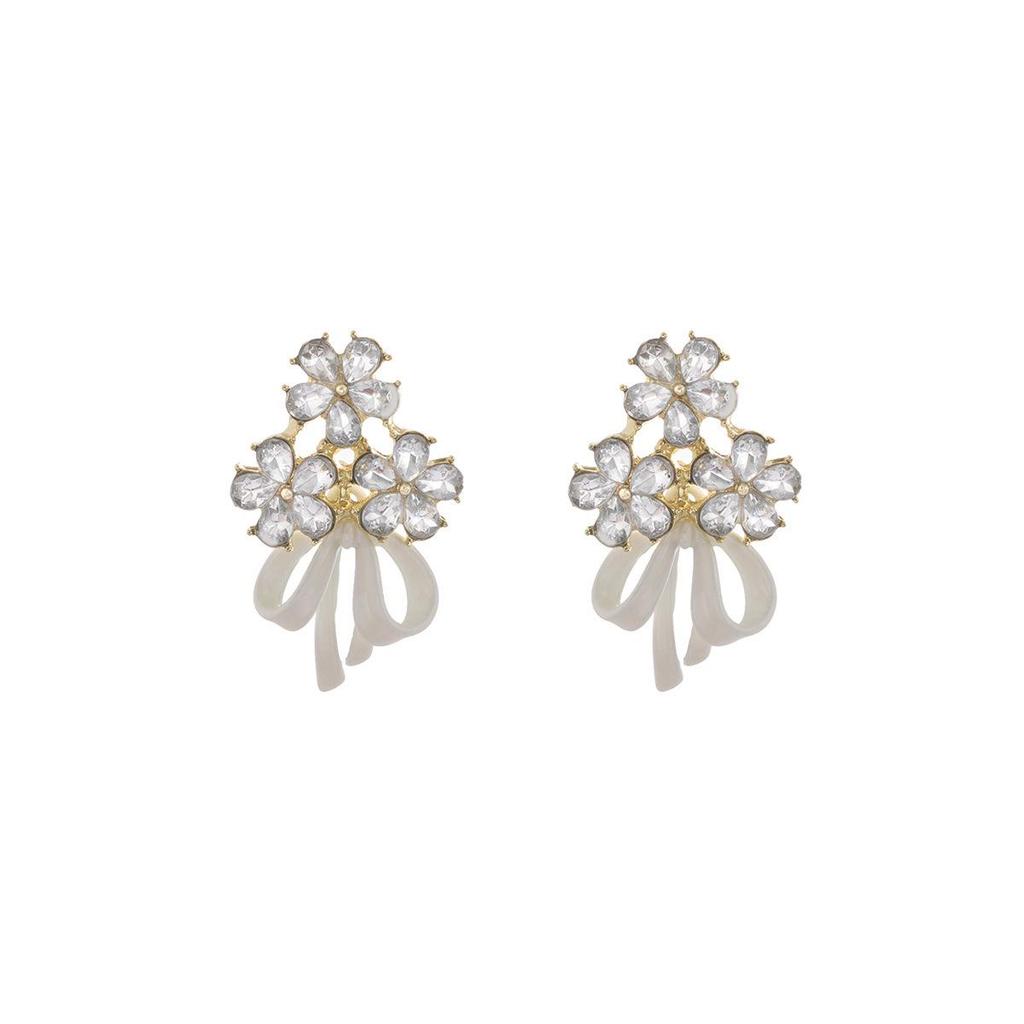 Exquisite Silver Needle Bow Tassel Stud Earrings: Women's Sweet Floral Light Luxury Jewelry