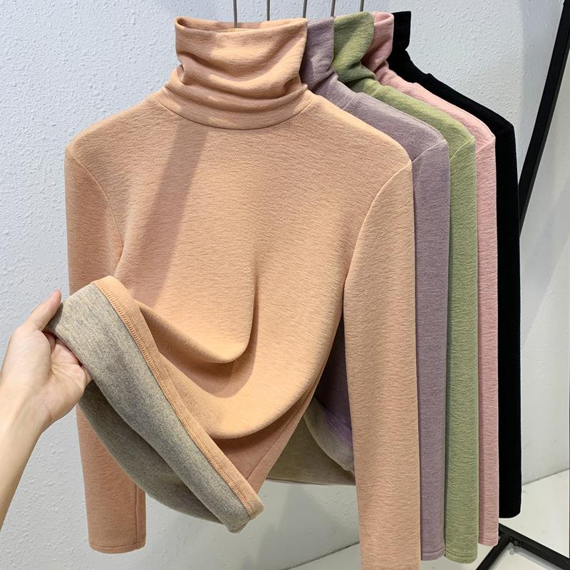 Bottom Shirt Women's Autumn and Winter New Slim-fitting, Thin and Warm Inner Turtleneck Long-sleeved Temperament Top