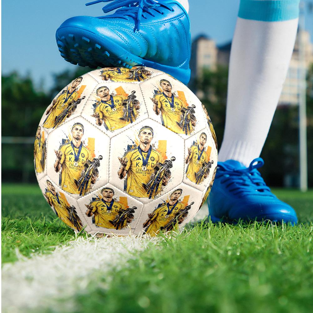 Cristiano Ronaldo Theme Soccer Ball Size 5 Soccer Ball Soft Touch Professional Training Football for Outdoor Sports