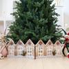 Vintage Luminous Foldable Snow View Wooden House Christmas Tree Fence Christmas Decoration Ornament