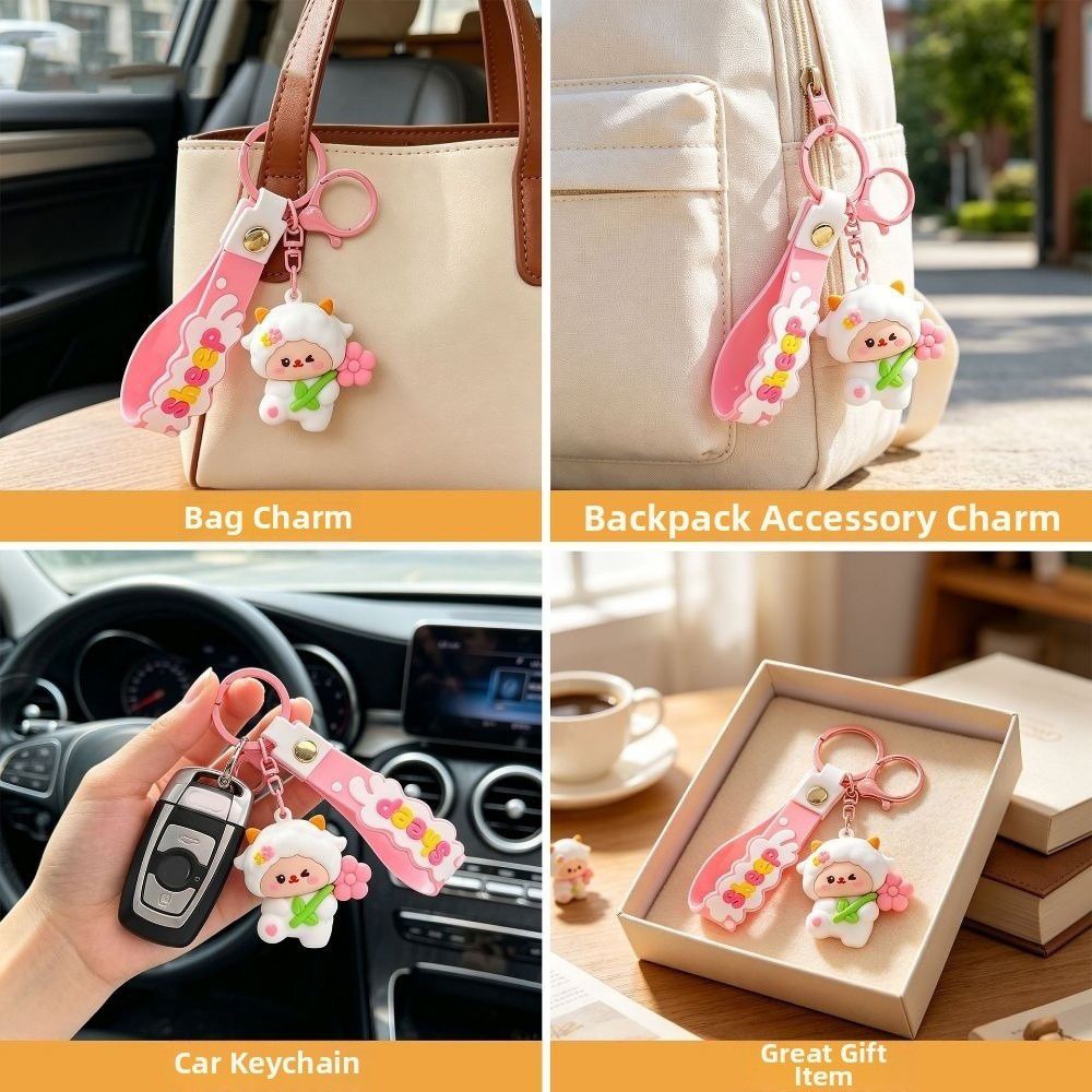 Cute Sheep Keychain PVC Goat Car Keychain Kawaii Goat Pendant Gift For Kids