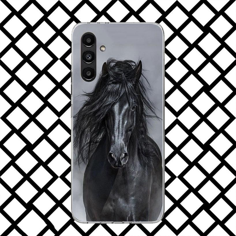 Animal Black Horse Phone Case for Samsung Galaxy A17 A37 A57 A16 A26 A36 A56 A15 A25 A35 A55 A14 A24 A34 A54 A13 A23 A33 A53 Gal