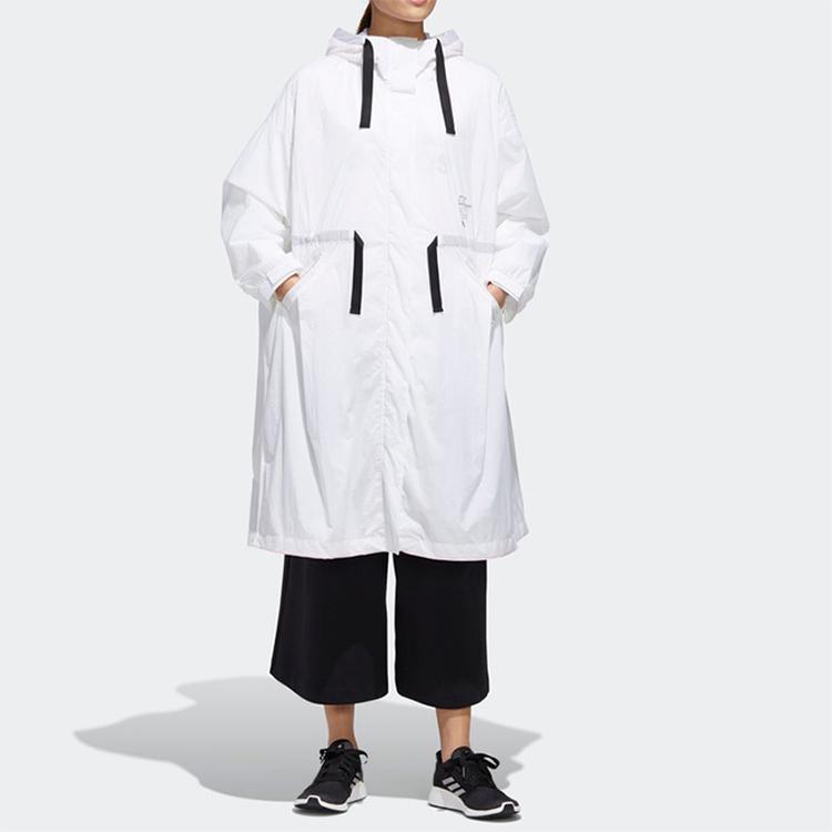 Adidas Stylová dlouhá bunda Dámské svrchní oblečení Bílá GF0119