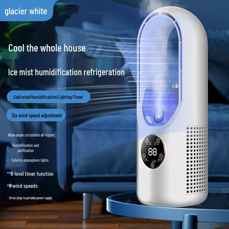 USB Desktop Multifunction Air Conditioner: Silent, Cooling, Humidifying Fan for Home, Dorm, and Office. Bladeless Humidifying Fan