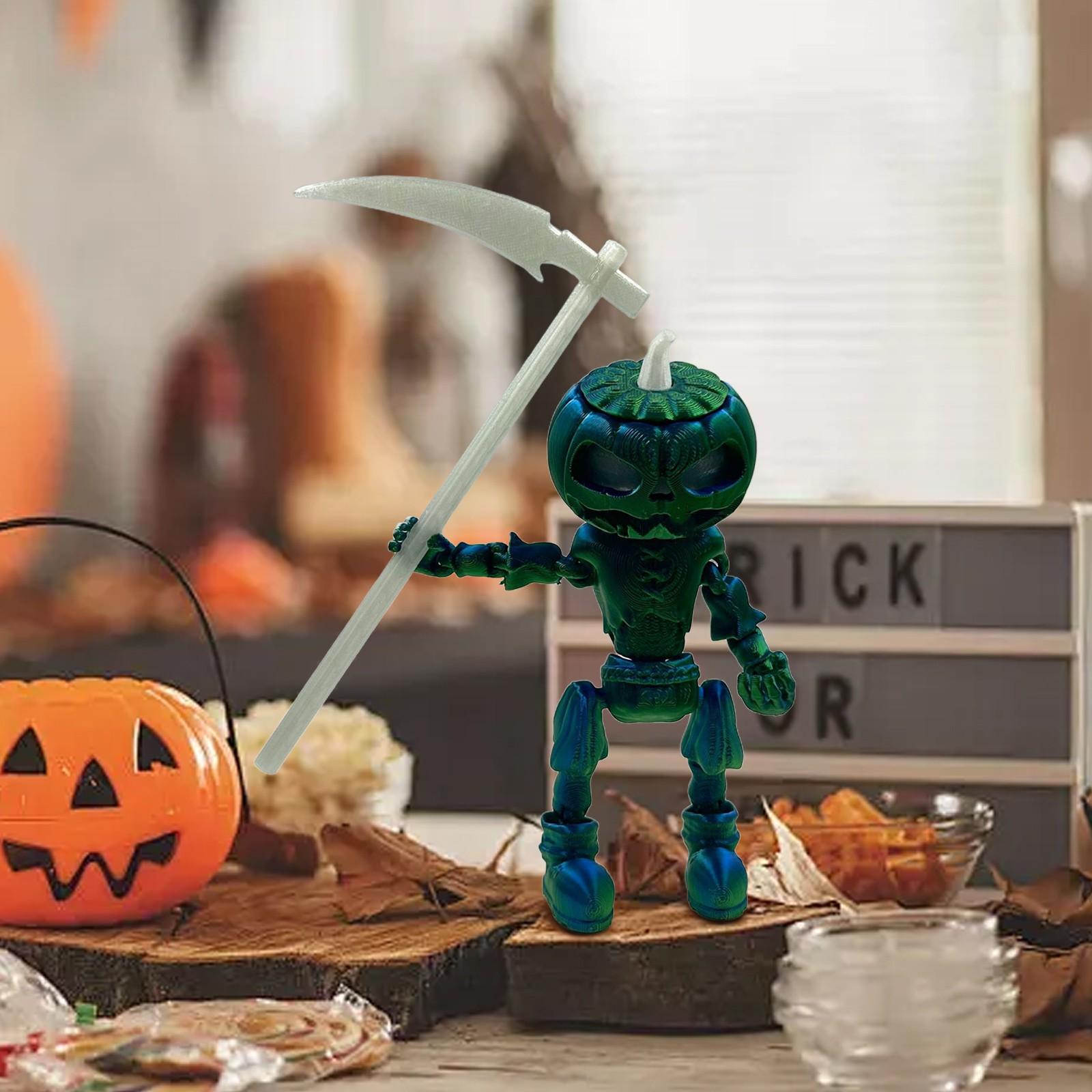 Украшения в виде черепов из тыкв на Хэллоуин с подвижными суставами и светящимися — фото 6