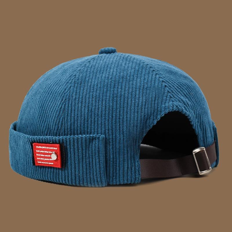 Unisex Corduroy Solid Color Brimless Caps for Men Women Streetwear Hip Hop Hats Retro Beanie Docker Caps Adjustable Dome Hats