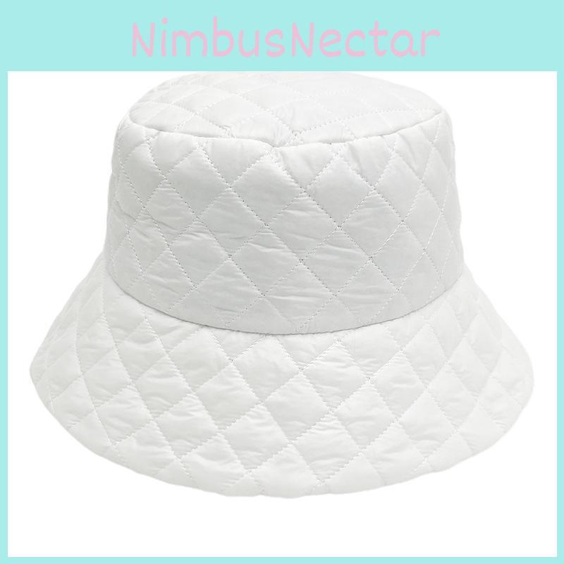 Grid Fisherman Pattern Hat Goose Down Fill Pure Color Versatile Style Warm Cap