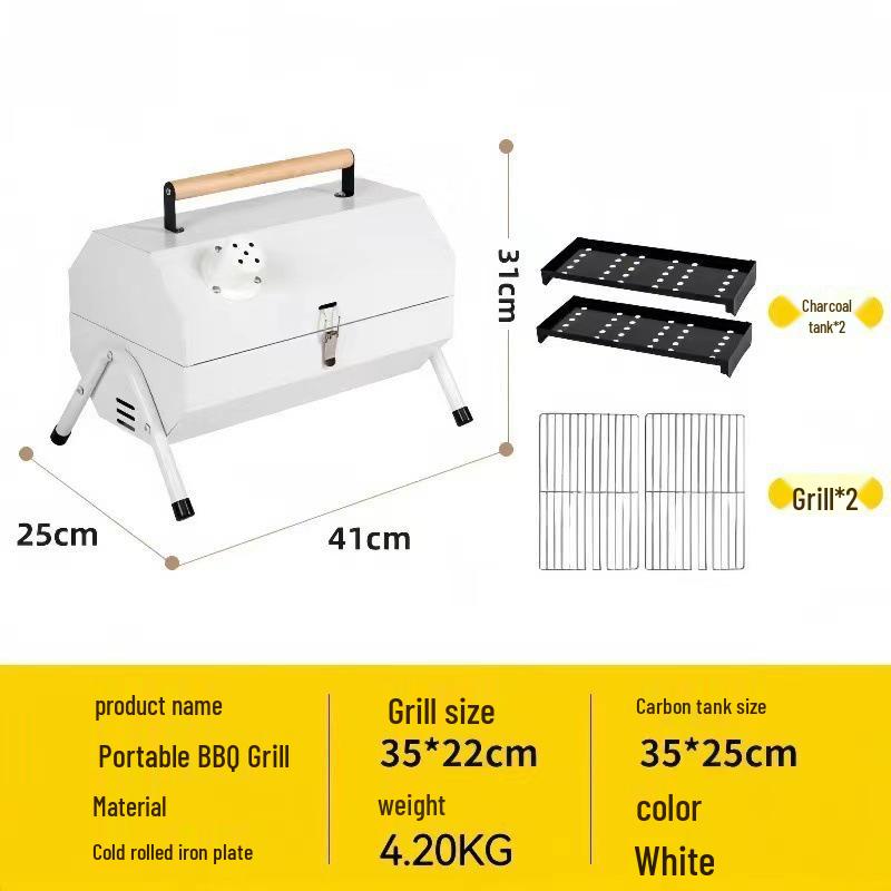 Portable Charcoal Grill Set: Outdoor Camping Barbecue Rack and Tools for Home Use