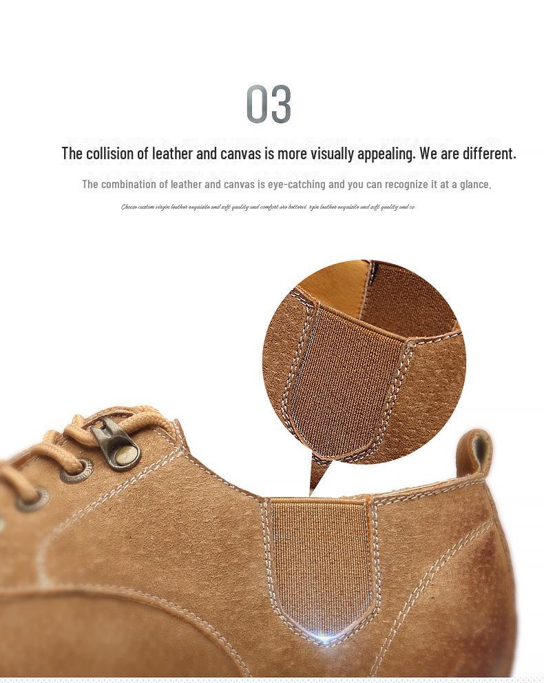 Kung Fu Deer Men's Genuine Leather Casual Low-Top Retro Martin Boots