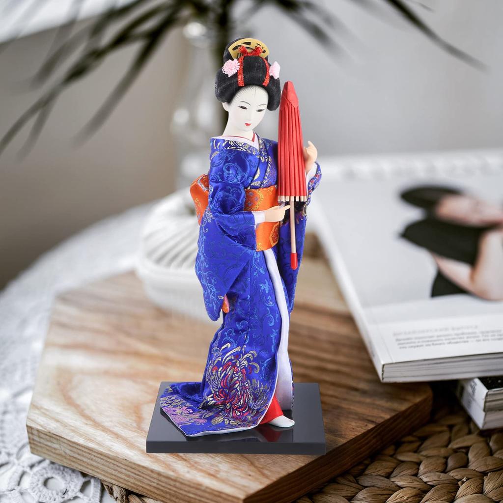 GANAZONO Japanese Doll, Dancing Maiko Geisha Doll, Japanese Souvenir, Present, Decoration, Room Decoration, 30cm (Gray)