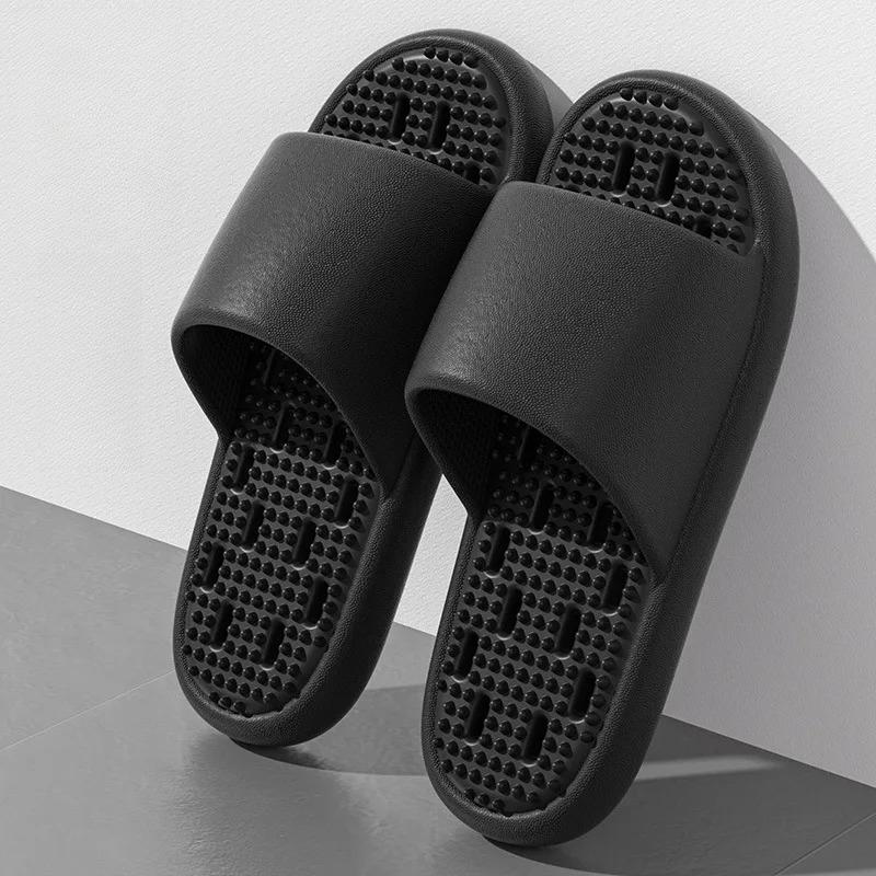 Bathroom bath anti-slip slippers, all-season indoor home leakage quick-drying thick-soled massage breathable cooling slippers