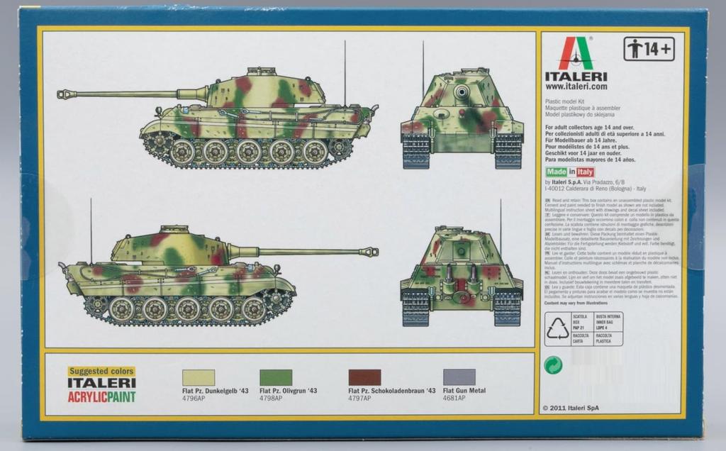 Platz Italeri WW2 Germany King Tiger Plastic Model Kit IT7004 1/72 Sd.Kfz.182 (Tank)