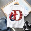 2026  New Children's Spider Man Cartoon Letter Printed T-shirt Cotton T-shirt Boys' Short Sleeved Top Children's Clothing