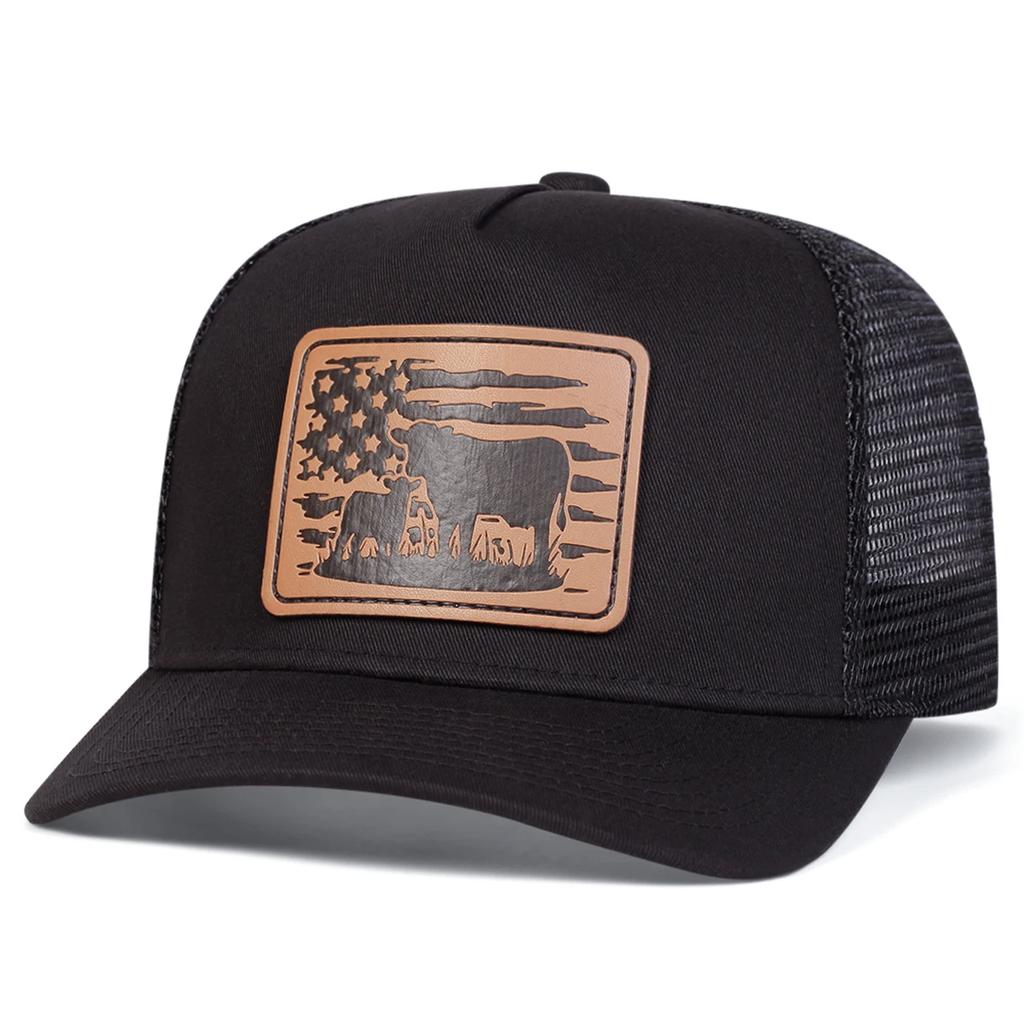 Net Baseball Label Leather Cow Flag American Neutral Gender Women  Men For Caps Spring Summer Outdoor Sunscreen Hat Adjustable Casual Trucker Hats