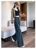 2026 Spring/Autumn Women's High-Waisted Slimming Retro Micro-Flare Jeans - Versatile Petite Trumpet Pants