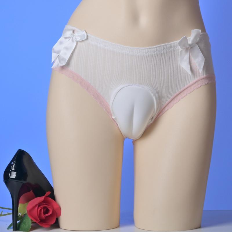 Sissy Lingerie For Men Camel Toe Underwear Cross-Dressing Bow 3D Hiding Gaff Panties Sweet Breathable Underpants Briefs