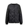 Womens Short Puffer Jacket With Quilted Round Neck White Duck Down Fill Warm Winter Outerwear Daily Wear