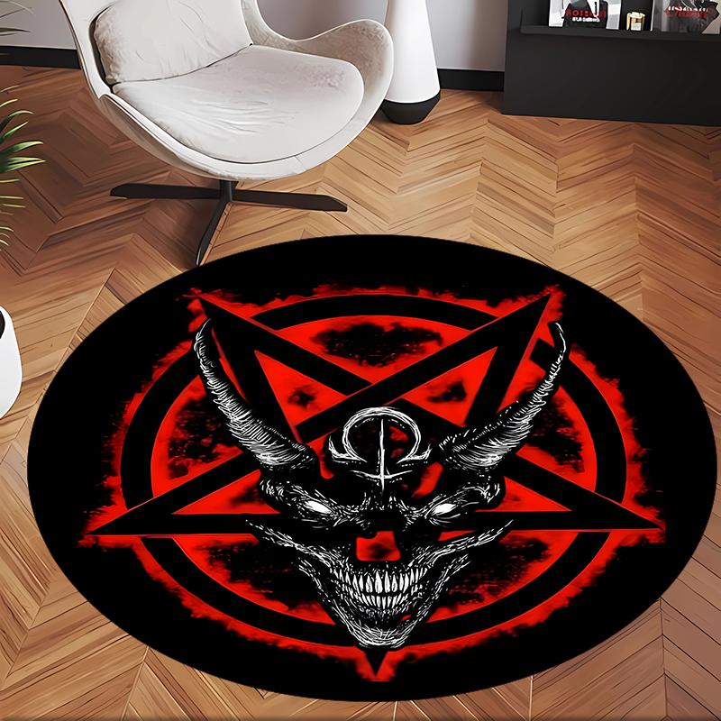 Satan Culture Horror Gothic (5) Round Office Rug Decorative Floor Rug for Office Bedroom Living Room and Home Space