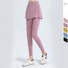 Womens High-Waisted Quick-Dry Yoga Leggings With Skirt Overlay Sport Pants Breathable Compression Fit
