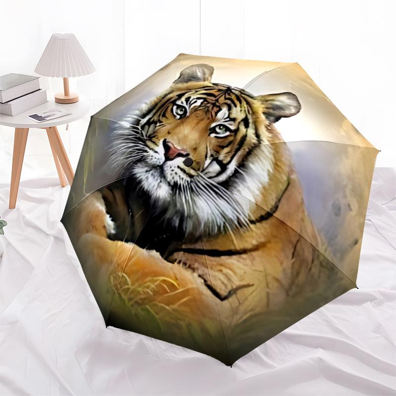 1PC Tiger Print Automatic Open/close, All-Season Portable Folding Umbrella for Women & Men yy250919154