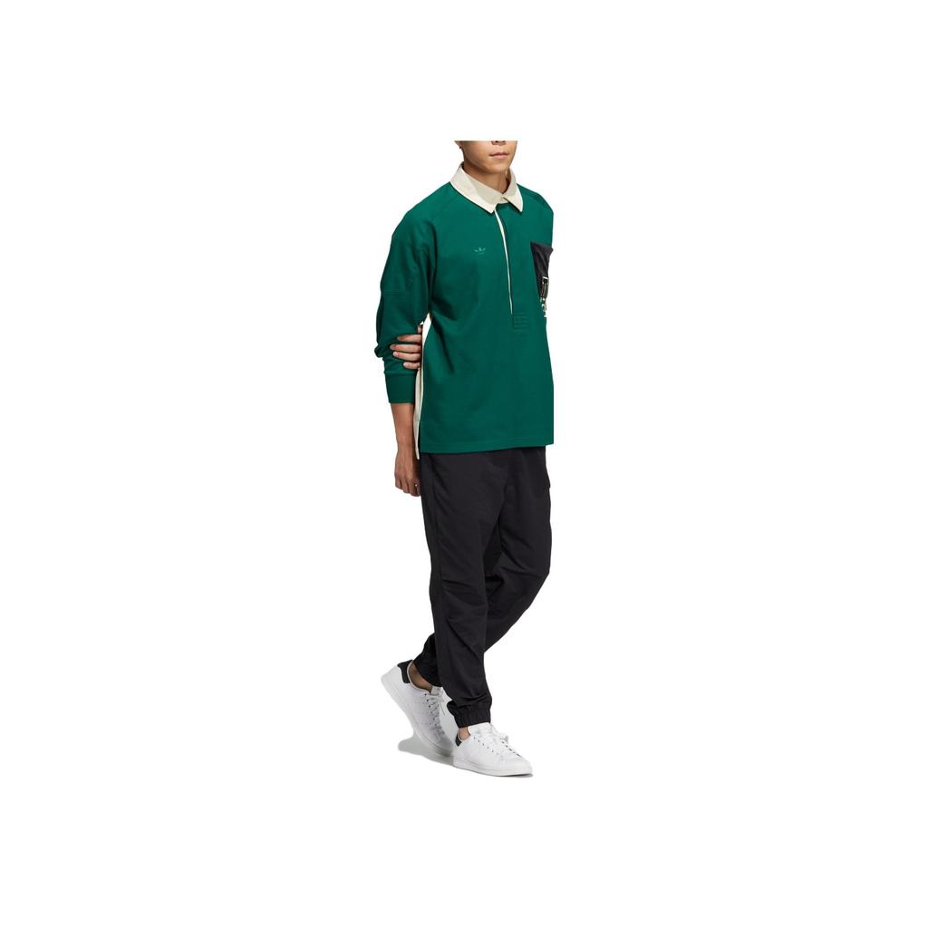 Adidas Originals Trefoil Anti-University Zip-Up Long Sleeve Polo Shirt Men Tops Dark-Green HY7236